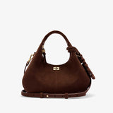 GANNI B2070016 Hobo Mini suede taske - chicory coffee