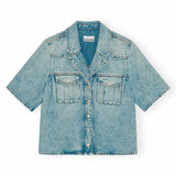 Denim skjote med korte ærmer fra Ganni