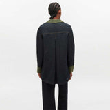 GANNI J1884 Melange Twill Denim Oversized Blazer - Phantom