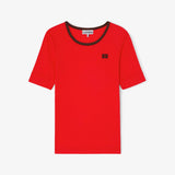 GANNI A1040216 Soft cotton rib t-shirt - high risk red