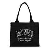 GANNI A6647 Large Easy Shopper Contrasted Logo - phantom