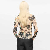 GANNI T4136 Printed Marl Mesh bluse - afterglow