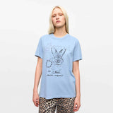 GANNI T4155 Re-cut relaxed t-shirt - soft chambray blå