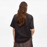 GANNI T4177 Heavy Cotton Rhinestone Drop Shoulder T-shirt - phantom