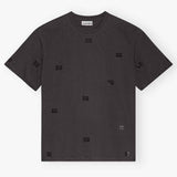GANNI T4177 Heavy Cotton Rhinestone Drop Shoulder T-shirt - phantom