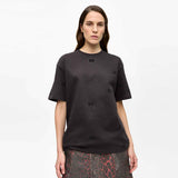 GANNI T4177 Heavy Cotton Rhinestone Drop Shoulder T-shirt - phantom