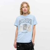 Lyseblå t-shirt med kæledyr fra Ganni