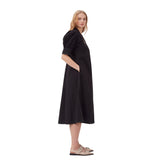 GANNI F7127 Cotton Poplin V-Neck maxi kjole - sort