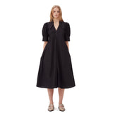 GANNI F7127 Cotton Poplin V-Neck maxi kjole - sort