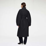 GANNI A1010222 Double Cotton Trenchcoat - sort