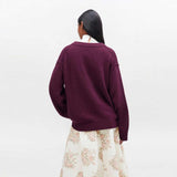 GANNI K2590 Core Future Wool Mix V-neck sweater - burgundy