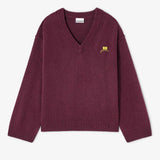 GANNI K2590 Core Future Wool Mix V-neck sweater - burgundy