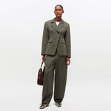 GANNI W0758 Mouline Suiting Curved bukser - Forest Night