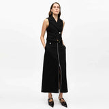 GANNI W0243 Bonded Crepe Vest - sort