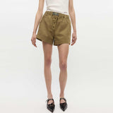 GANNI W0671 Washed stretch cotton elasticated shorts - boa