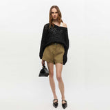 GANNI W0671 Washed stretch cotton elasticated shorts - boa