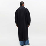 GANNI W0802 Peacoat Wool Long Coat - Sky Captain