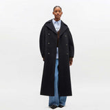 GANNI W0802 Peacoat Wool Long Coat - Sky Captain