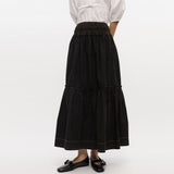 GANNI W0877 Garment dyed cotton smock maxi nederdel - sort