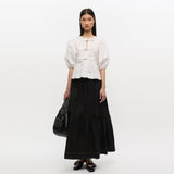 GANNI W0877 Garment dyed cotton smock maxi nederdel - sort