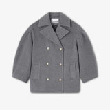 GANNI W0930 Peacoat Wool Midi Coat - Pewter