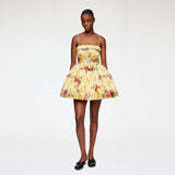 GANNI A1030245 Printed Duchesse Satin Bubble Mini kjole - aurora