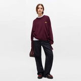 GANNI K2631 Future Wool Oversized O-neck sweater - burgundy