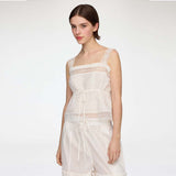 GANNI A1040372 Cotton Voile Lace Top - hvid