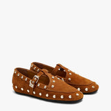 GANNI D1020021 Mary Jenny Studs Suede sko - Caramel Cafe