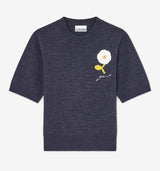 GANNI A1070268 Crochet Applique merino t-shirt - phantom