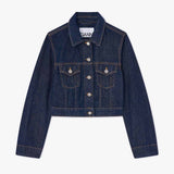 GANNI A1010089 Rinse Denim Cropped Jacket - rinse