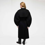GANNI A1120001 Splittable Wool Trench Coat - sort