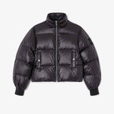 GANNI W0957 Shiny nylon puffer jakke - sort