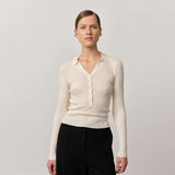 HERSKIND Finn strikbluse - off white