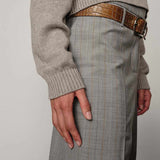 HERSKIND Ivano Midt Waist bukser - Light Grey Pinstripe