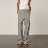 HERSKIND Ivano Midt Waist bukser - Light Grey Pinstripe