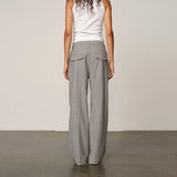 HERSKIND Ivano Midt Waist bukser - Light Grey Pinstripe