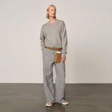HERSKIND Ivano Midt Waist bukser - Light Grey Pinstripe