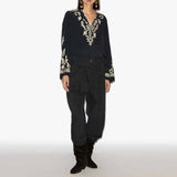 ISABEL MARANT Falonne bluse - sort med broderie