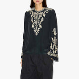 ISABEL MARANT Falonne bluse - sort med broderie