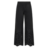 Sorte bomuldsbukser med blonde kant fra Levete Room