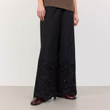 Sorte bomuldsbukser med blonde kant fra Levete Room