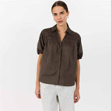 LEVETE ROOM Isla solid 95 skjorte - coffee