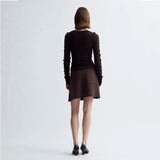 BIRROT Line bluse - Dark Brown