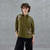 LOVE & DIVINE love1604-4 skjorte - Dark Olive/Emb.