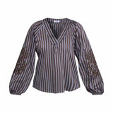 LOVE & DIVINE love1529-2 bluse - Brown Stripe