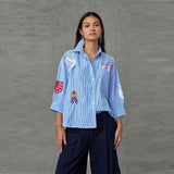 LOVE & DIVINE love1604-2 Skjorte - Blue Dream Stripes Emb.