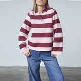 LOVE & DIVINE love1361 polo bluse - Baby Pink/Dark Bordeaux