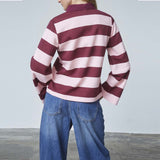 LOVE & DIVINE love1361 polo bluse - Baby Pink/Dark Bordeaux