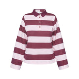 LOVE & DIVINE love1361 polo bluse - Baby Pink/Dark Bordeaux